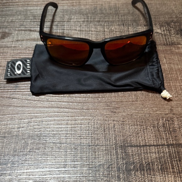 Oakley Other - Oakley Holbrook Black Frame Sunglasses with Red Orange Mirrored Lenses
